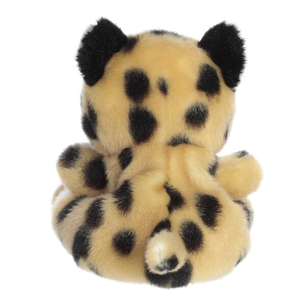 Back view of plush leopard toy with spots.