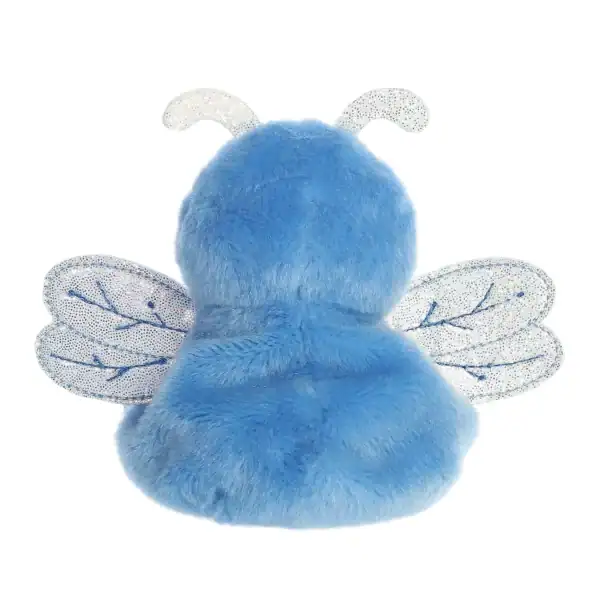 Blue plush toy with sparkly wings and antennae.