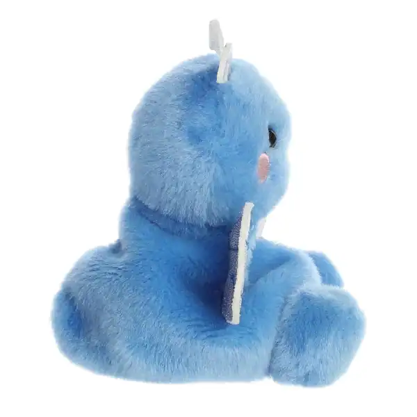 Blue plush elephant toy side view