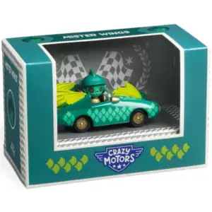 Toy car with winged design in box
