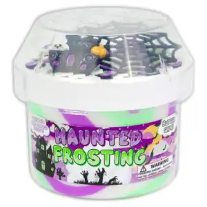 Haunted Frosting slime with spooky Halloween decorations.