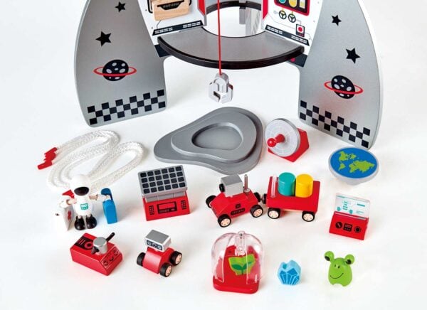 Space-themed toy set with various accessories.