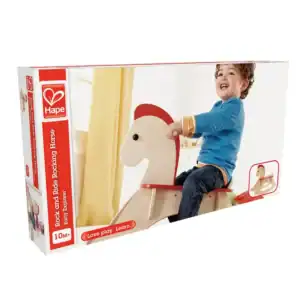 Child on Hape Rock and Ride Rocking Horse