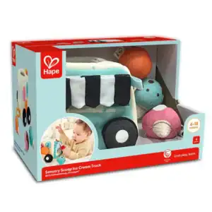 Hape sensory ice cream truck toy for toddlers.