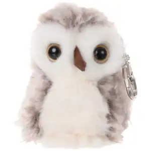 Fluffy owl keychain with big eyes.