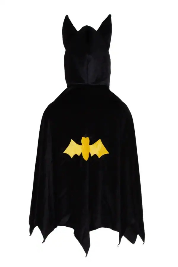 Black cape with yellow bat silhouette
