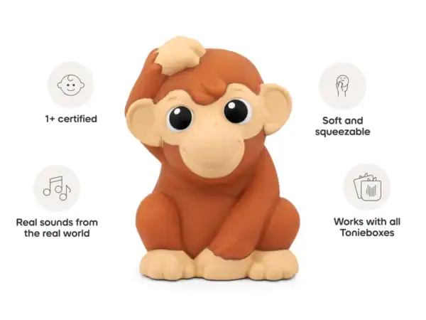 Monkey toy for Toniebox, soft and kid-friendly.