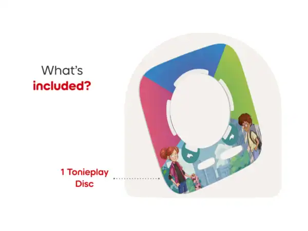 Tonieplay Disc packaging illustration with two characters.