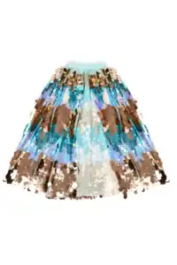 Colorful sequined skirt with metallic details