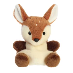 Cute plush deer toy with brown fur.