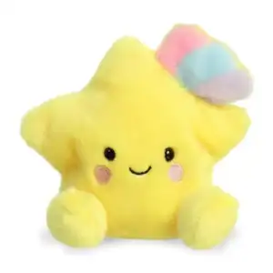 Cute yellow star plush toy with rainbow trim