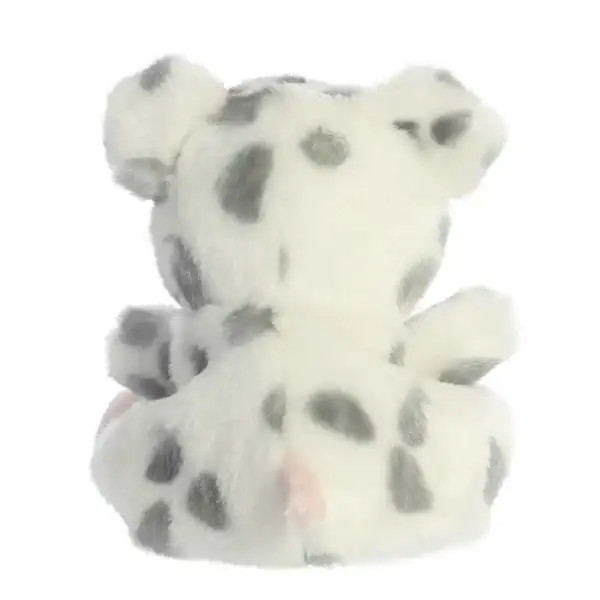 Back view of plush polka dot leopard toy.