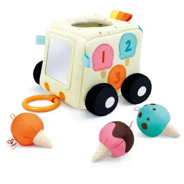 Soft toy ice cream truck with plush cones.