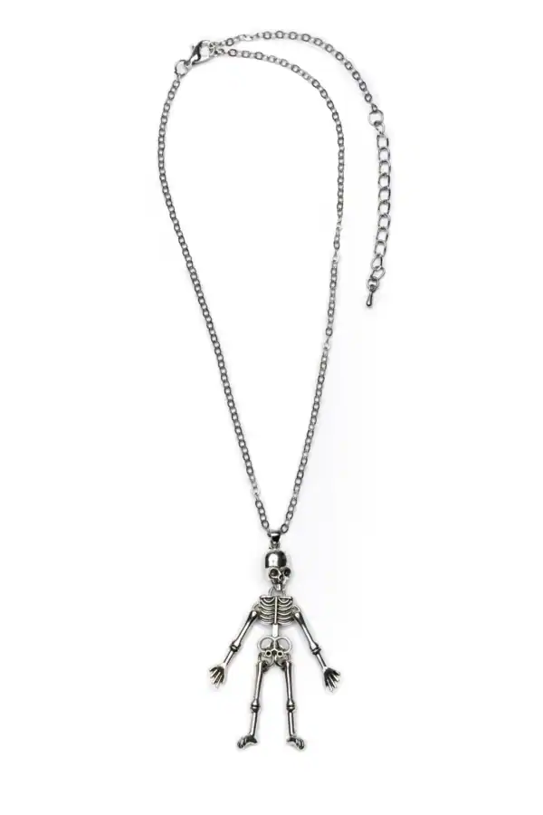 Skeleton necklace with adjustable chain.