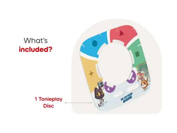 Tonieplay Disc with colorful cartoon design.