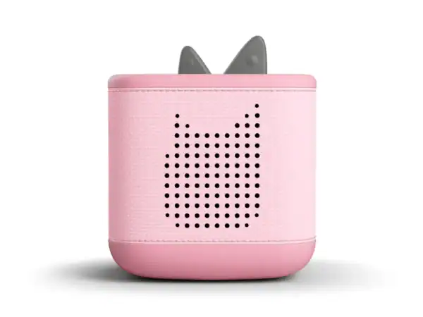Pink Bluetooth speaker with cat design