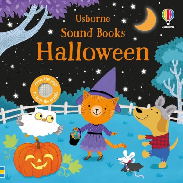 Usborne Halloween sound book with animals in costumes.