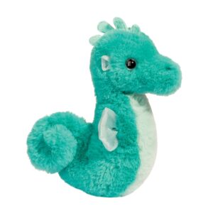 Cute teal dinosaur plush toy with wings.