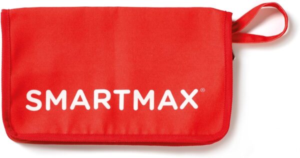 Red SmartMax branded carrying case with handle.