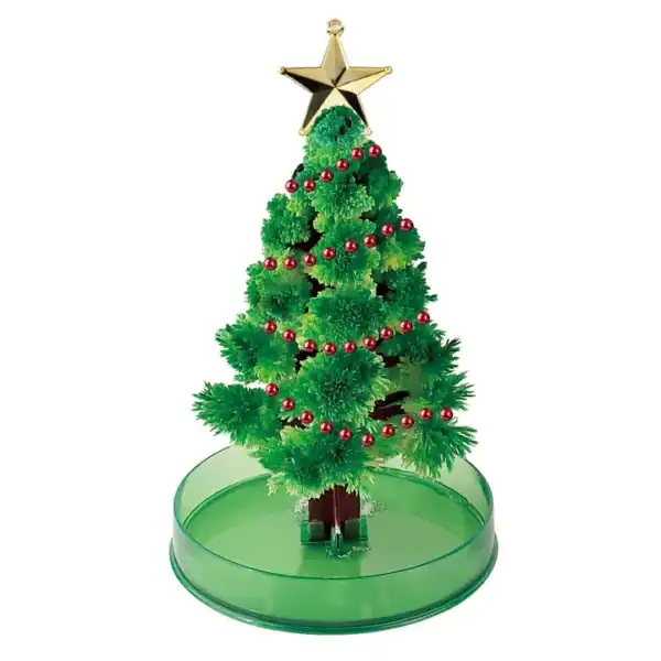 Decorative Christmas tree with star and red beads.