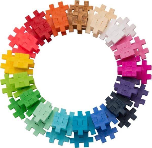 Colorful puzzle pieces arranged in a circular pattern.