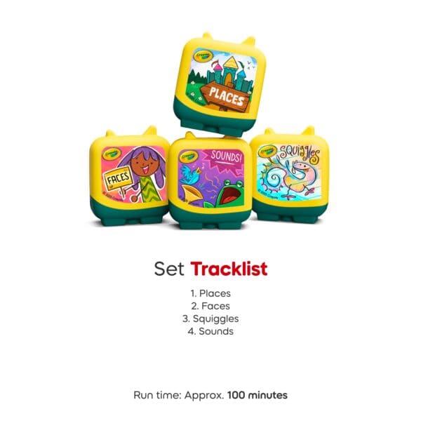 Crayola audio set tracklist with four categories.