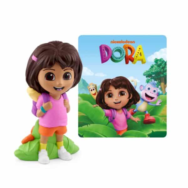 Dora the Explorer figurine and colorful backdrop