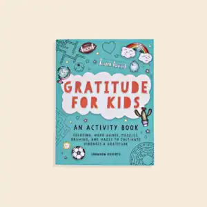 Gratitude activity book for kids with games and puzzles.