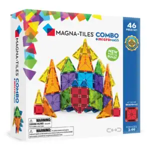 Magna-Tiles 46-piece colorful magnetic building set.