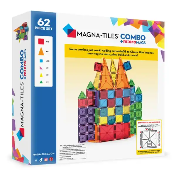 Magna-Tiles 62-piece colorful building set box.