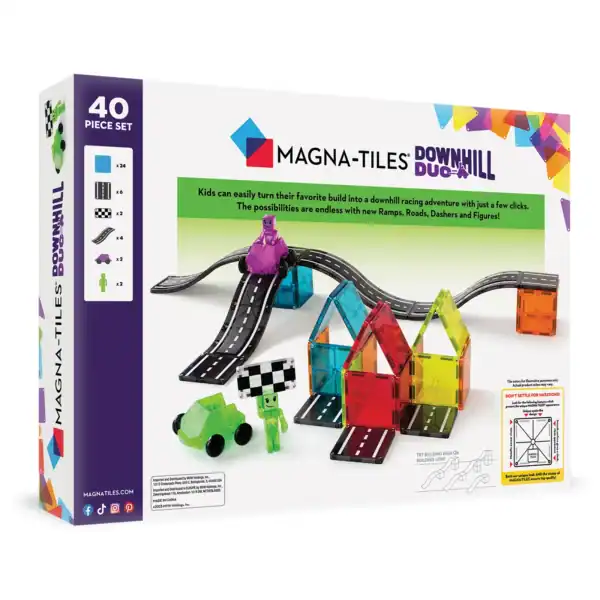 Magna-Tiles Downhill Race Set with colorful pieces