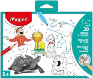 Coloring book with animals and circus theme for kids.