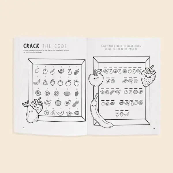 Fruit code puzzle with hidden message to solve.