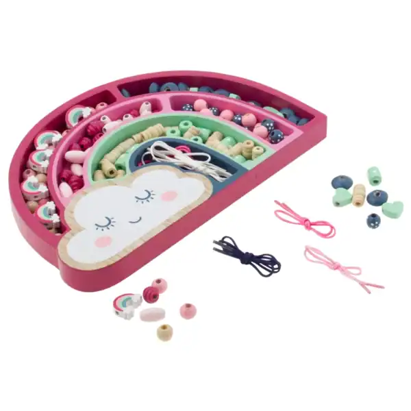 Colorful bead set in rainbow storage box
