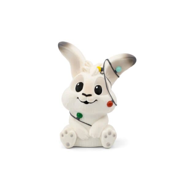 Cute white bunny with colorful lights.