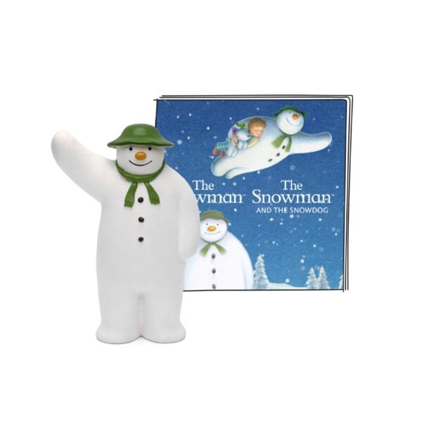 Figurine of a snowman and book cover.