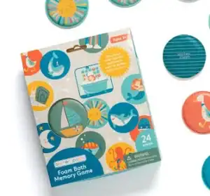Foam bath memory game with nautical theme.