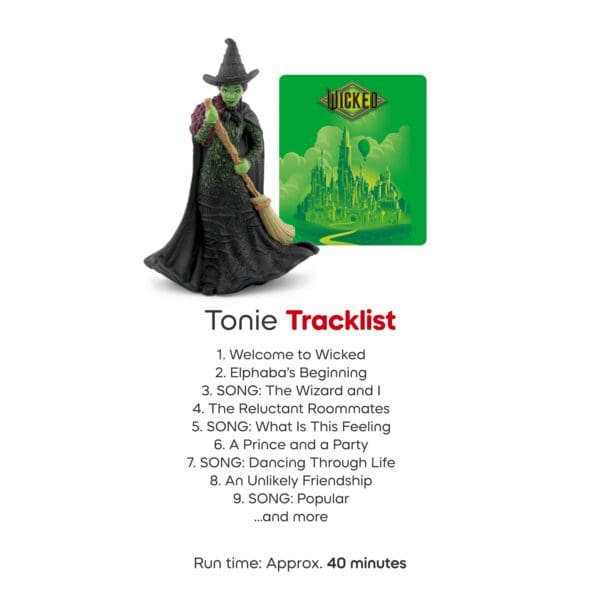 Wicked Tonie figure, tracklist for kids audio story.