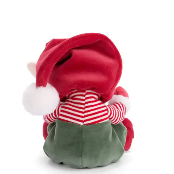 Back view of plush Christmas elf toy.