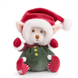 Elf plush toy with Santa hat