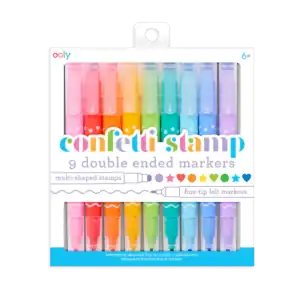 Colorful double-ended markers with multi-shaped stamps