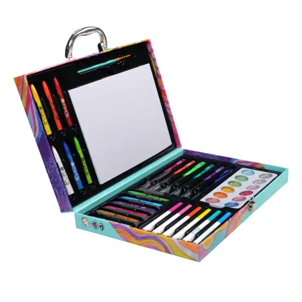 Colorful art set with paints and markers