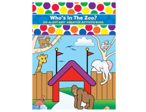 Zoo-themed dot art activity book cover.