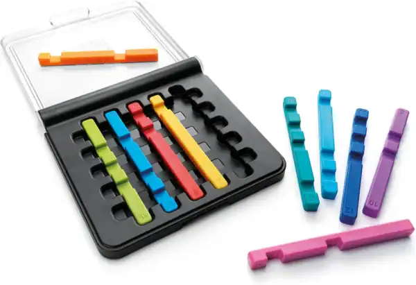 Colorful measuring rulers in plastic storage case