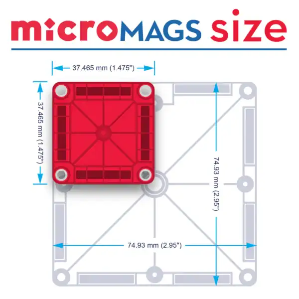 MicroMAGS dimensions diagram with measurements.