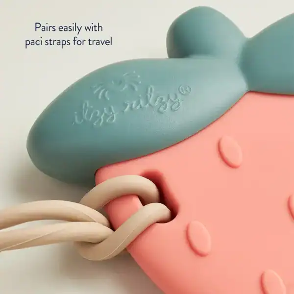 Teething toy with pacifier straps, perfect for travel.
