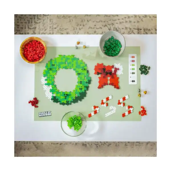 Holiday puzzle with Christmas wreath and candy canes.