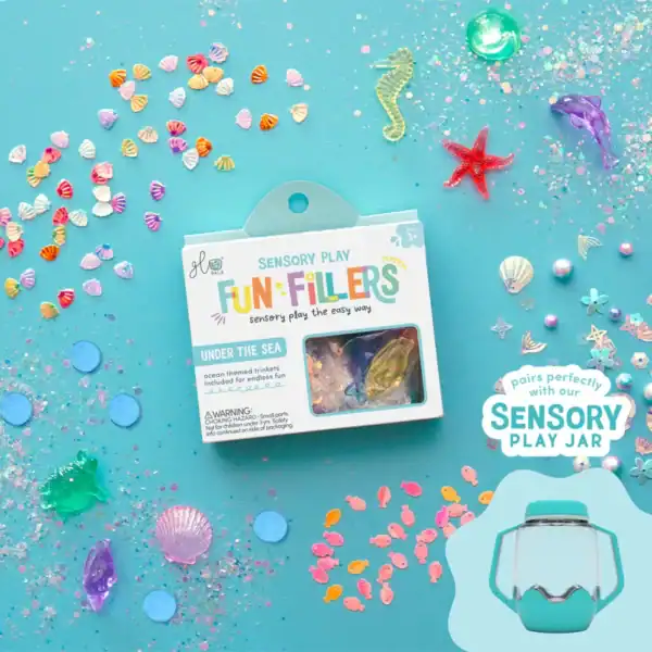 Sensory Play Fun-Fillers with ocean-themed trinkets.
