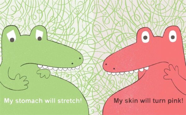 Two cartoon alligators with humorous captions.