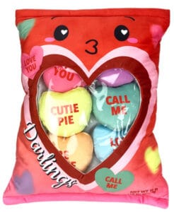 Heart-shaped candy plush toys in colorful bag